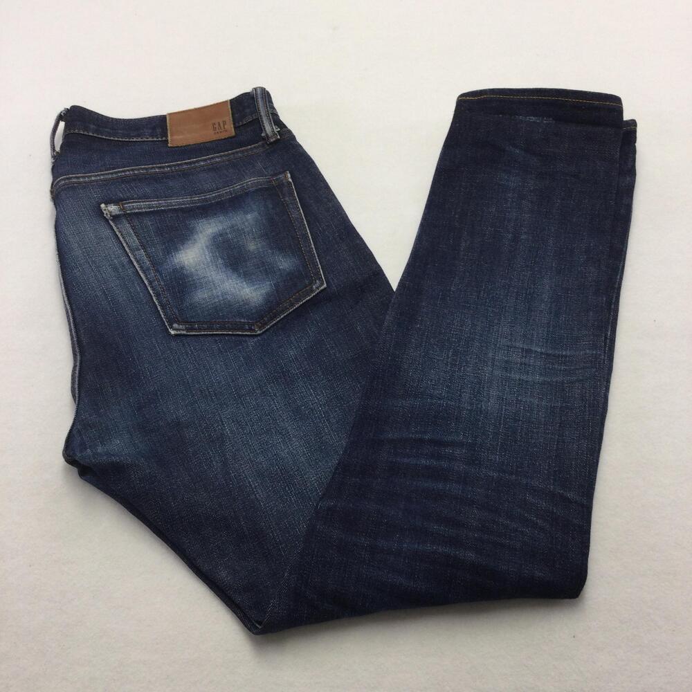 Gap 1969 Skinny Jeans Mens 32x30 Blue Medium Wash Slim Denim Button Fly Casual